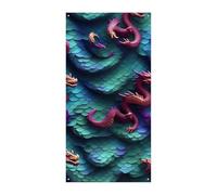 Bannière 3D en écailles de dragon magique 90 x 180 cm - Bannières de fête - Panneau de bienvenue saisonnier - Décoration verticale à suspendre pour porche, entrée, jardin