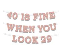 Bannière « 40 ans, c'est bien quand on en paraît 29 » pré-assemblée pour une décoration d'anniversaire de 40 ans, articles de fête scintillants, décoration murale pailletée pré-assemblée pour hommes