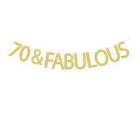 Bannière 70e anniversaire, bannière 70 & Fabulous - Décorations de 70e anniversaire pour femme, décorations plus sages et plus chaudes, pas de bricolage