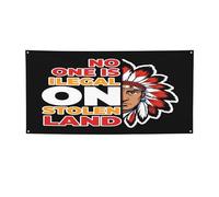 Bannière 90 x 180 cm « Aucun être humain n'est illégal sur une terre volée » - Décoration murale pour chambre ou jardin - Drapeau de protestation anti-immigration - 90 x 180 cm