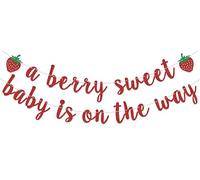 Bannière « A Berry Sweet Baby is On The Way », décorations de fête prénatale « Berry Sweet Baby is On The Way », fournitures de décoration de fête prénatale amusantes pour fille rouge et vert
