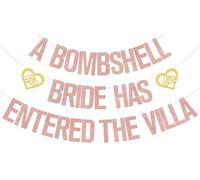 Bannière « A Bombshell Bride Has Entered The Villa », décoration de fête de mariage, fiançailles, fête de mariage, or rose double face