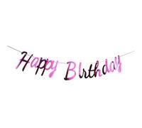 Bannière à fanions, Bannière joyeux anniversaire en papier multicolore, guirlande de banderoles, décoration de fête(B Rose Red)