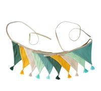 Bannière à franges en crêpe de coton facile à suspendre pour chambre d'enfant, décoration murale pour festival, fête, activité familiale, guirlande de pompons en coton sans danger