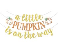 Bannière « A Little Pumpkin is on the Way », décorations de fête prénatale, Thanksgiving, automne, révélation du sexe de bébé, fournitures de décoration de fête dorées et oranges