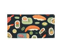 Bannière à motif de nourriture sushi - Décoration de fête d'anniversaire - Photographie - Bannières et panneaux - Décoration murale - Bannière - Fournitures de fête - 180 x 119 cm - Taille M