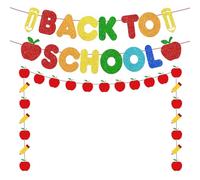 Bannière à paillettes pour la rentrée scolaire, guirlande de crayons colorés pour le premier jour d'école, décoration de salle de classe, cadeaux pour enseignants, fournitures de fête sur le thème de