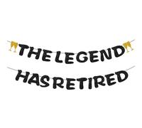 Bannière à paillettes pré-enfilée The Legend Has Retired, joyeuse décoration retraite, félicitations de fête cadeaux de retraite pour hommes et femmes décorations de fête bannière Happy Retirement