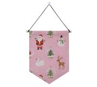 Bannière à suspendre avec boule de cristal rose Merry Christmas avec tige télescopique - Décoration de fête pour bureau, école, salle de classe, dortoir, maison suministros para fiesta de a?o nuevo