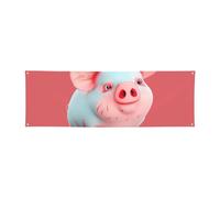 Bannière à suspendre imprimée cochon mignon rouge pour Halloween, fête de Noël - 60 x 180 cm - Toile de fond pour photographie, tapisserie murale pour toile de fond d'anniversaire, décoration