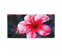 Bannière à suspendre imprimée de fleurs roses hawaïennes pour Halloween, fête de Noël - 90 x 180 cm - Toile de fond pour photographie, tapisserie murale pour toile de fond d'anniversaire, décoration