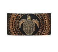 Bannière à suspendre imprimée de tortue hawaïenne Tapa Honu pour Halloween, fête de Noël - 90 x 180 cm - Toile de fond pour photographie, tapisserie murale pour toile de fond d'anniversaire