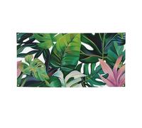 Bannière à suspendre imprimée feuilles tropicales pour Halloween, Noël, 90 x 180 cm, guirlande de fond pour photographie, tapisserie murale pour toile de fond d'anniversaire, décoration d'événement en