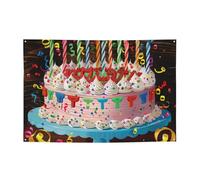Bannière à suspendre imprimée « Happy Birthday Big Cake » pour fête d'Halloween et de Noël - 120 x 180 cm - Toile de fond pour photographie - Tapisserie murale pour toile de fond d'anniversaire