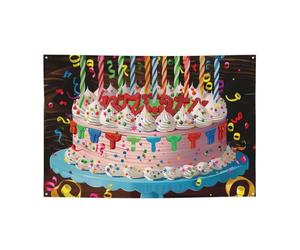 Bannière à suspendre imprimée « Happy Birthday Big Cake » pour fête d'Halloween et de Noël - 120 x 180 cm - Toile de fond pour photographie - Tapisserie murale pour toile de fond d'anniversaire