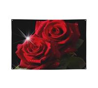 Bannière à suspendre imprimée roses rouges pour Halloween, Noël, 120 x 180 cm, guirlande de fond pour photographie, tapisserie murale pour toile de fond d'anniversaire, décoration d'événement en plein