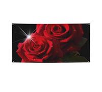 Bannière à suspendre imprimée roses rouges pour Halloween, Noël, 60 x 120 cm, guirlande de fond pour photographie, tapisserie murale pour toile de fond d'anniversaire, décoration d'événement en plein