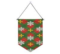 Bannière à suspendre Merry Christmas rouge et vert à carreaux avec tige télescopique pour décoration extérieure pour festival et jour spécial suministros para fiesta de a?o nuevo