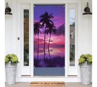 Bannière à suspendre pour porte d'entrée, palmier violet coucher de soleil de bienvenue, bannières de fête, décoration murale à suspendre pour rassemblements, décoration d'intérieur festive