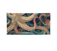Bannière abstraite Octopus Kraken - Décoration de fête d'anniversaire - Décoration de fond - Bannières et panneaux - Décoration murale - Fournitures de fête - 180 x 119 cm - Petite taille