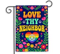 Bannière Aime ton prochain Cœur arc en ciel de extérieur drapeaux Chambre | à Coucher 30x45cm pelouse drapeaux Supérieure Drapeau De Jardin pour Patio Balcon Festival Décoration