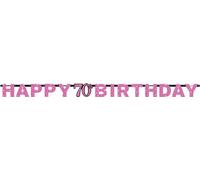 Bannière Amscan Prism avec inscription Joyeux 70e anniversaire, design scintillant SG12866 (70) (rose)