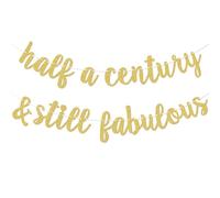 Bannière amusante pour 50e anniversaire, décorations de 50e anniversaire pour homme et femme, décoration moitié vers 100, décorations 50 et fabuleuses, pas de bricolage