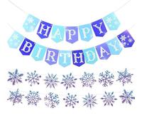bannière anniversaire flocons frozen décorations fête hiver flocons neigeux joyeux anniversaire décoration noël baby party monde hivernal