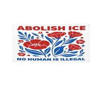 Bannière anti-glace 90 x 180 cm « Aucun être humain n'est illégal » - Décoration murale pour chambre ou jardin