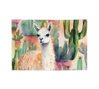 Bannière aquarelle alpaga blanc et cactus - Décoration de fête - Drapeau pour fête d'anniversaire - Photographie - Décoration de fond - Bannières et panneaux - Décoration murale - Bannière