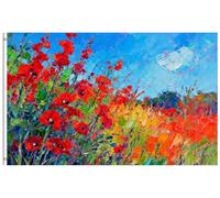 Bannière Aquarelle de fleurs printanières, champs de fleurs, nature, | paysage de ferme, œuvre d'art abstraite Pavillon Bar 3x5 FT Double Face Géant Pavillon 2 œIllets Bannière personnalisée