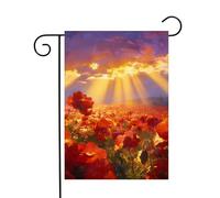 Bannière Aquarelle Lever de soleil Coquelicots Fleurs Garten flagge | intérieure 30x45cm drôle pelouse drapeaux résistant Drapeau De Jardin Balcon extérieure