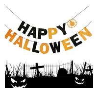 Bannière avec drapeau d'Halloween - Bannière de joyeux Halloween, Bannière de décoration pour fêtes d'Halloween | Bannière avec motif Halloween, Bannière avec motif Halloween, Décoration