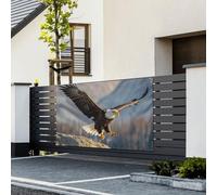 Bannière avec drapeaux « Happy Birthday » - Toile de fond à suspendre - Aigle à tête blanche - Bannière personnalisée - Grande bannière pour événement d'affaires, décoration de fête d'anniversaire