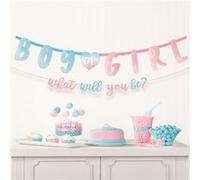 bannière baby gender reveal 187x25cm-182x12cm - 120638-55 AMSCAN Multicolore