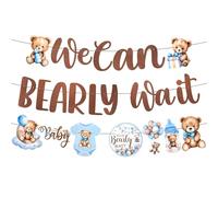Bannière Baby Shower, Bannière d'Ours en Peluche pour Baby Shower Bannière We Can Bearly Wait Décorations de Baby Shower pour Décorations de Fête de Baby Shower Fournitures