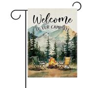 Bannière Bienvenue dans notre camping Drapeau De Jardin Arredamento 30x45cm | extérieur drapeaux personnalisés Drapeau pour Patio extérieure Pelouse