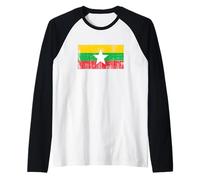Bannière Birmane Vintage Fan Drapeau Myanmar Rétro Manche Raglan