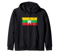 Bannière Birmane Vintage Fan Drapeau Myanmar Rétro Sweat à Capuche