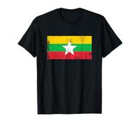Bannière Birmane Vintage Fan Drapeau Myanmar Rétro T-Shirt