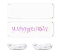 Bannière Blanche, 2 Pièces Banderole Personnalisée 100×200cm Blanche Polyester Banniere avec Corde à Suspendre Banniere Personnalisée pour DIY Mariages Fêtes Anniversaires