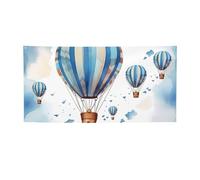 Bannière bleue en forme de montgolfière pour extérieur et intérieur - Toile de fond d'anniversaire - Fournitures de décoration de fête - Fond photo avec œillets - Bannière murale personnalisée