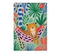 Bannière bohème léopard dans un hamac - 71,1 x 50,8 cm - Bannière murale de la jungle tropicale - Décoration pour chambre à coucher, salon, dortoir, cadeau parfait pour les amateurs de style bohème