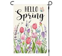 Bannière Bonjour le printemps extérieur drapeaux fête d'anniversaire | 30x45cm Drapeau De Jardin Durable Drapeau pour Balcon Patio fête
