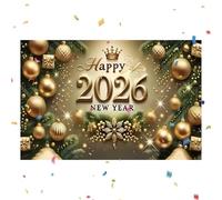 Bannière Bonne Année - Panneau de Fête 210x150 cm, Pour Célébrations Bannière Bonne Année | Pour Intérieur Extérieur Noël Maison Bureau École Boutique Ferme Bar Photographie