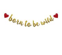 Bannière « Born to Be Wild », pré-enfilée, aucun assemblage nécessaire, fournitures de décoration de fête pour 2e anniversaire/fête prénatale, guirlandes en papier à paillettes dorées, lettres dorées Betteryanzi