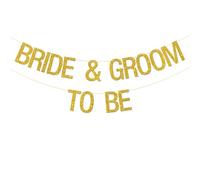 Bannière « Bride & Groom to Be » - Fournitures de fête de mariage - Décorations de fête d'enterrement de vie de jeune fille - Paillettes dorées