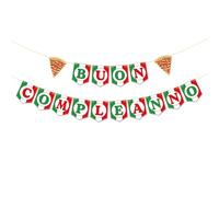 Bannière Buon Compleanno - Guirlande de fête d'anniversaire sur le thème italien - Décorations de fête d'anniversaire - Imprimé coloré