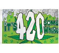 Bannière C'Est 420 Quelque Part, Fête De La Marijuana, Weed, Pot, 4:20, Dortoir Hippie 2 Œillets Bannière Personnalisée Portable Grande Drapeau Pour Maison Fête Parade 90X150Cm