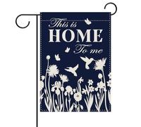 Bannière C'est chez moi Flower Navy extérieur drapeaux Jardin 30x45cm | pelouse drapeaux Durable Drapeau De Jardin pour Festival Décoration Arredamento Porche